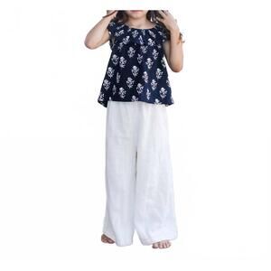 NEW POPPET & FOX santorini woven wide leg pant in white
